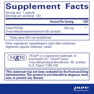 Ingredients of Pure Encapsulations 7-Keto DHEA 100 mg Dietary Supplements