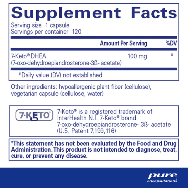 Ingredients of Pure Encapsulations 7-Keto DHEA 100 mg Dietary Supplements