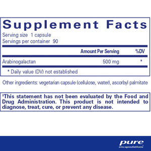 Pure Encapsulations Arabinogalactan supplements facts