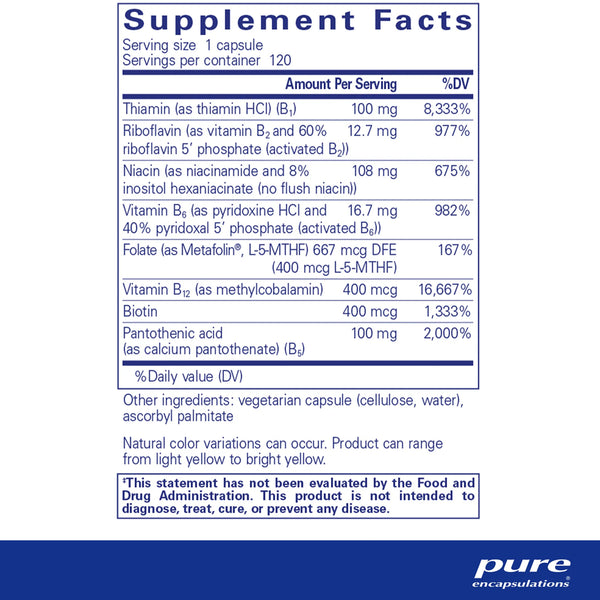 Pure Encapsulations B-Complex Plus supplements ingredients