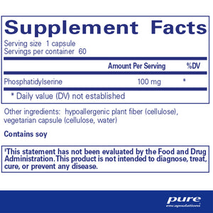 Pure Encapsulations PS 100 supplements facts