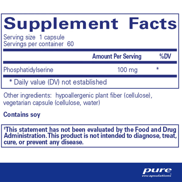 Pure Encapsulations PS 100 supplements facts