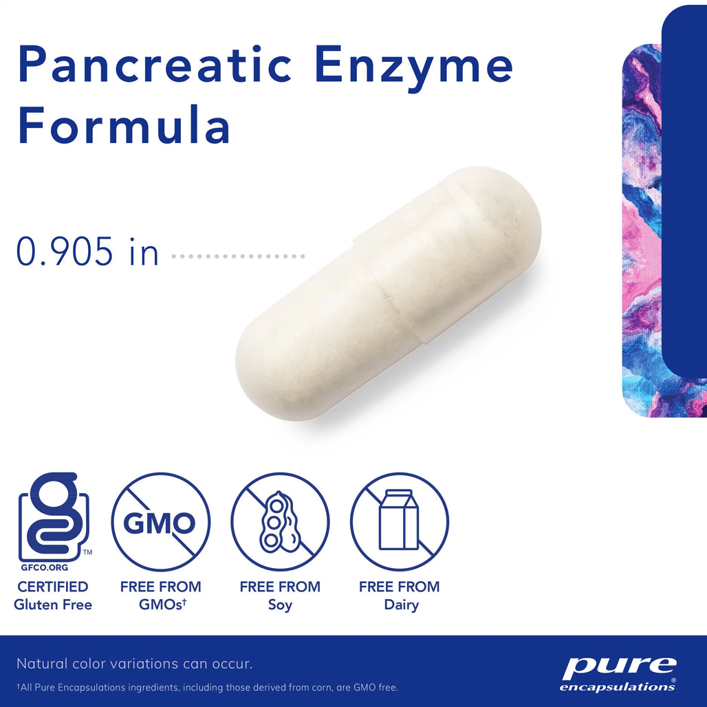 Pancreatic Enzyme Formula Pure Encapsulations | Acid resistant capsules | Supports digestive function