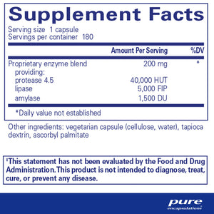 Pure Encapsulations Pancreatic VegEnzymes supplements facts