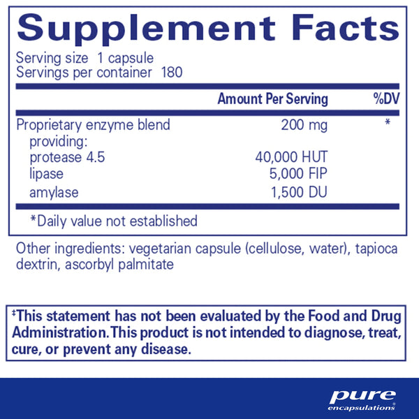 Pure Encapsulations Pancreatic VegEnzymes supplements facts