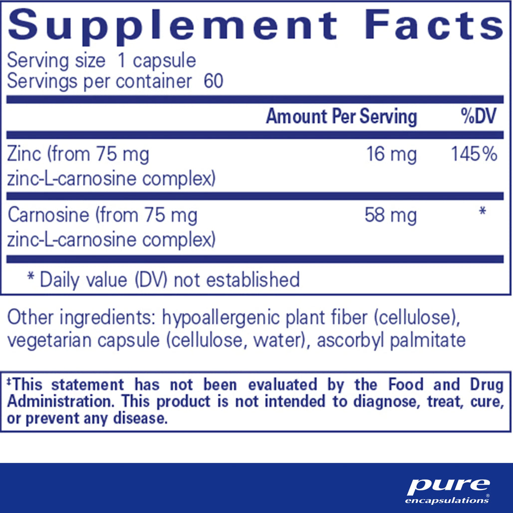Peptic-Care (Zinc-L-Carnosine) Pure Encapsulations