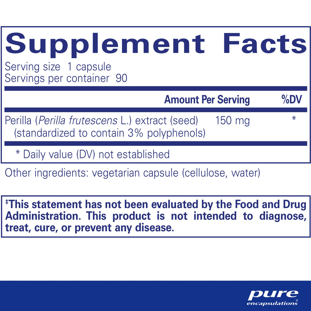 Pure Encapsulations Perilla Extract supplements facts