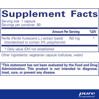 Pure Encapsulations Perilla Extract supplements facts