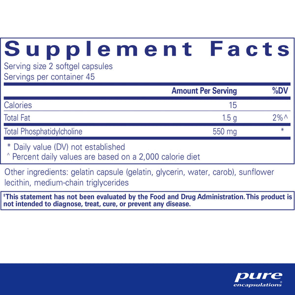 Pure Encapsulations Phosphatidylcholine supplements facts