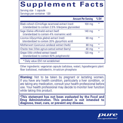 Pure Encapsulations PhytoBalance II supplements facts