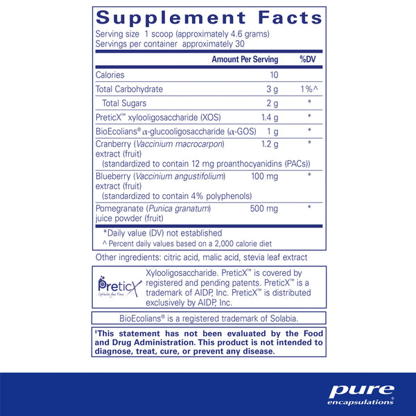 Pure Encapsulations Poly-Prebiotic powder supplements facts