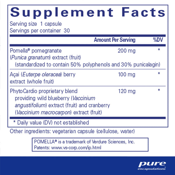 Pure Encapsulations Pomegranate Plus supplements facts