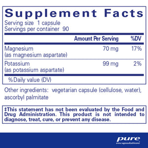Pure Encapsulations Potassium Magnesium Aspartate supplements facts