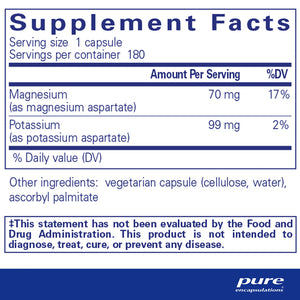 Pure Encapsulations Potassium Magnesium Aspartate supplements ingredients