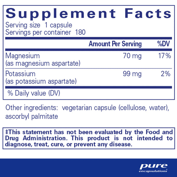 Pure Encapsulations Potassium Magnesium Aspartate supplements ingredients