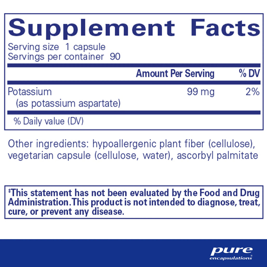 Pure Encapsulations Potassium Aspartate supplements facts