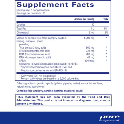 Pure Encapsulations Pro-Resolve Omega supplements facts