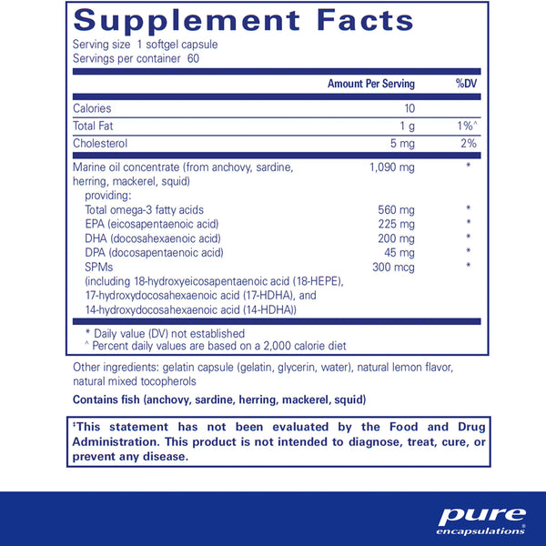 Pure Encapsulations Pro-Resolve Omega supplements facts