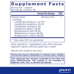 Pure Encapsulations Probiotic 50B supplements facts