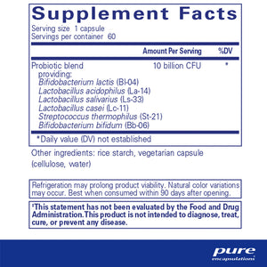 Pure Encapsulations Probiotic G.I. supplements facts