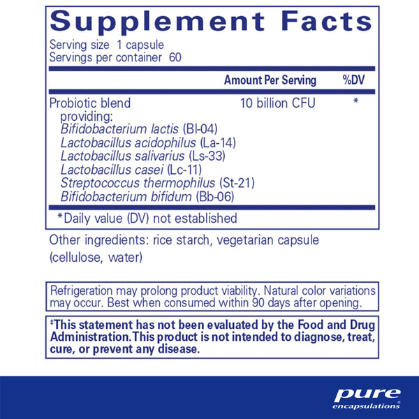 Pure Encapsulations Probiotic G.I. supplements facts