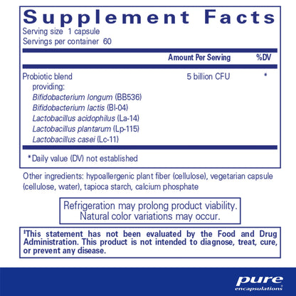 Pure Encapsulations Probiotic IMM supplements facts