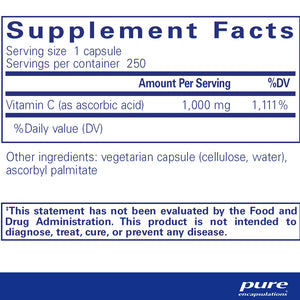 Pure Encapsulations Pure Ascorbic Acid supplements facts