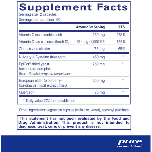 Pure Encapsulations PureDefense w/NAC supplements facts