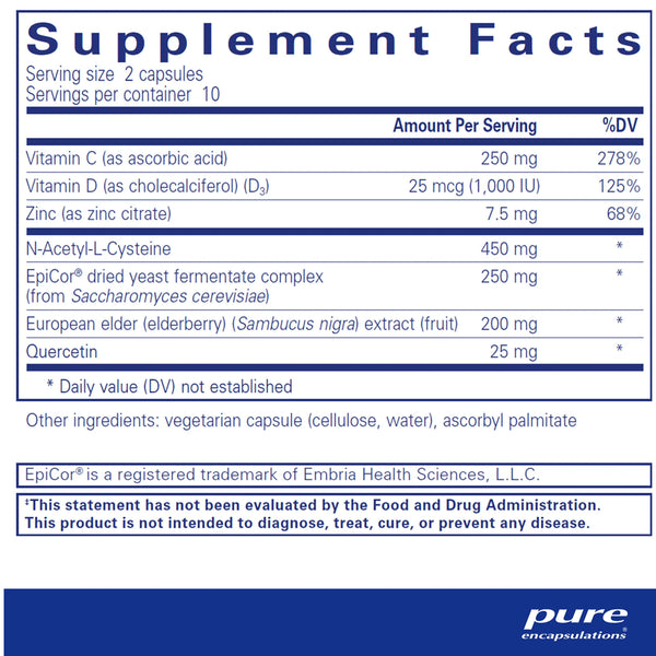 Pure Encapsulations PureDefense w/NAC travel pack supplements facts