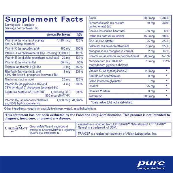 Pure Encapsulations PureGenomics Multivitamin supplements facts