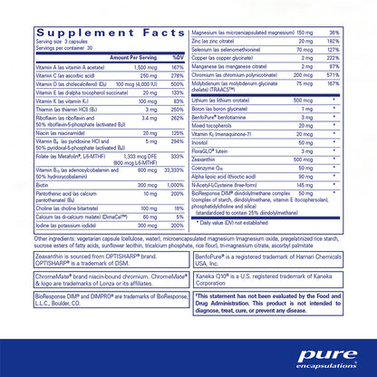 Pure Encapsulations PureGenomics Ultra Multivitamin supplements facts