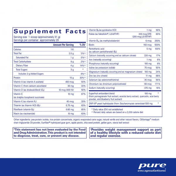 Pure Encapsulations PureLean Protein supplements facts