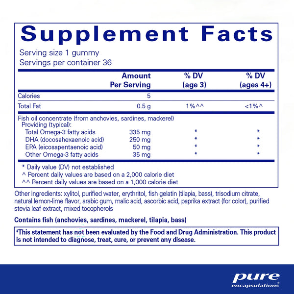 Pure Encapsulations PureNutrients EPA/DHA supplements facts