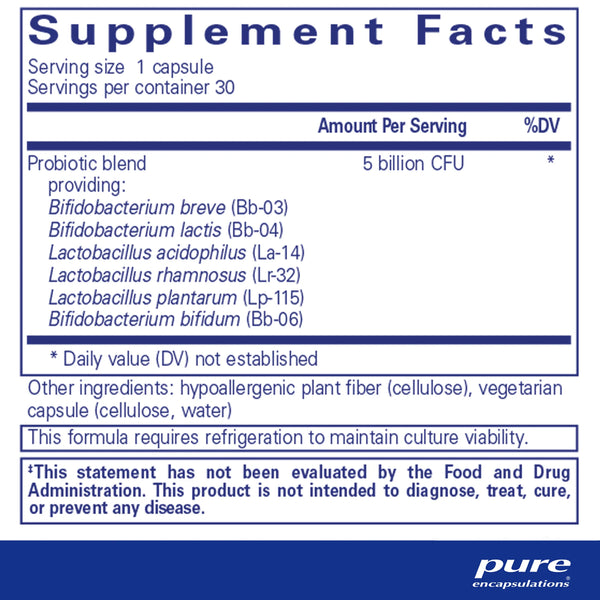 Pure Encapsulations PureProbiotic supplements facts