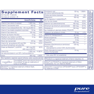 Pure Encapsulations PureResponse Multivitamin supplements facts
