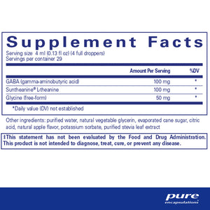 Pure Encapsulations Pure Tranquility Liquid supplements facts