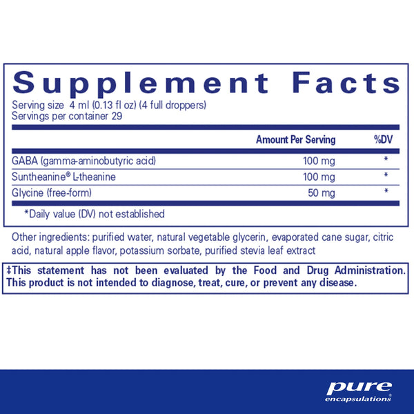 Pure Encapsulations Pure Tranquility Liquid supplements facts