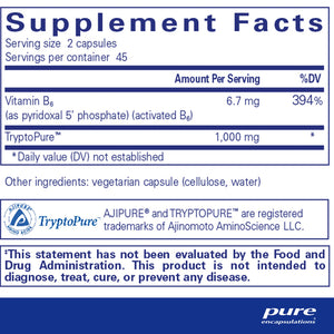 Pure Encapsulations L-Tryptophan supplements facts