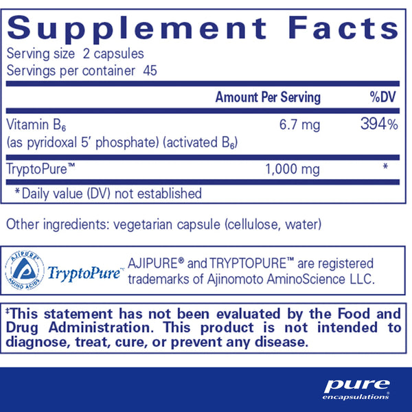 Pure Encapsulations L-Tryptophan supplements facts