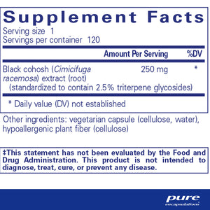 Pure Encapsulations Black Cohosh 2.5 supplements facts