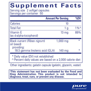 Pure Encapsulations Black Currant Seed Oil supplements facts