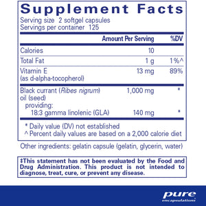 Pure Encapsulations Black Currant Seed Oil supplements facts