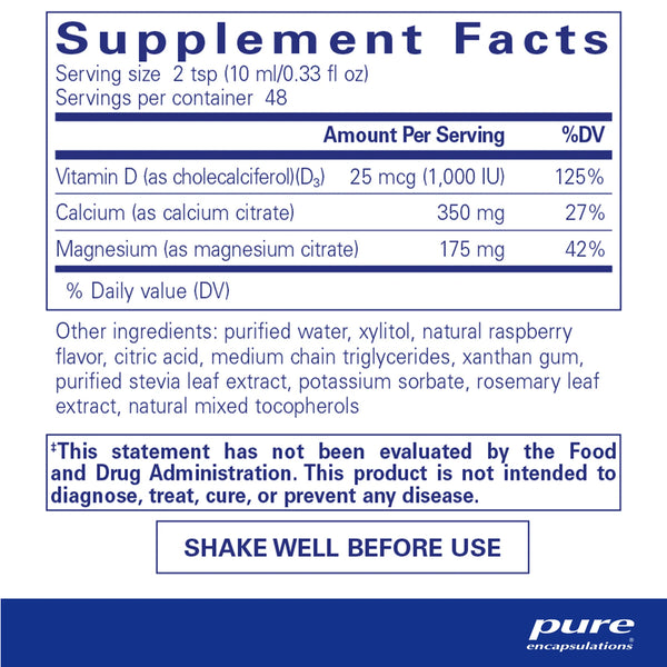 Pure Encapsulations Cal/Mag/D Liquid supplements facts