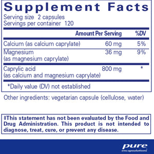Pure Encapsulations Caprylic Acid supplements facts