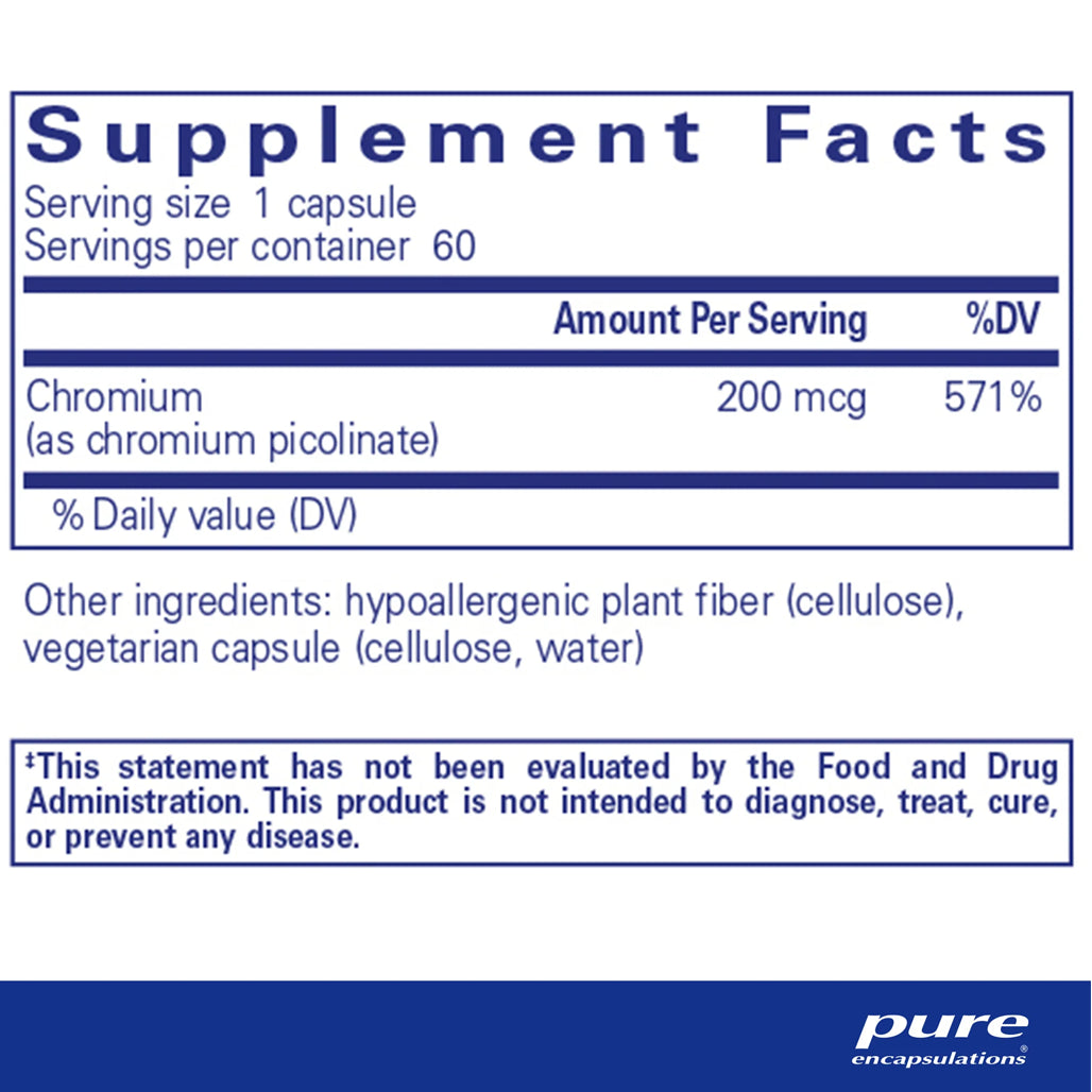 Pure Encapsulations Chromium (Picolinate) 200 mcg supplements ingredients