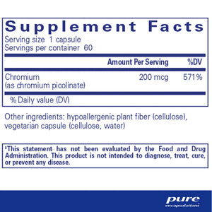 Pure Encapsulations Chromium (Picolinate) 200 mcg supplements ingredients