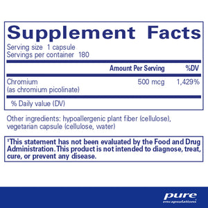 Pure Encapsulations Chromium (Picolinate) 500 mcg supplements ingredients