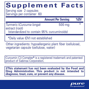 Pure Encapsulations Curcumin supplements facts