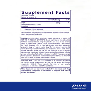 Pure Encapsulations DHEA 25 mg supplements facts