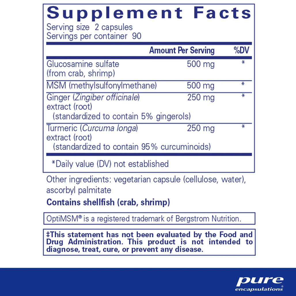 Pure Encapsulations Glucosamine/MSM supplements ingredients